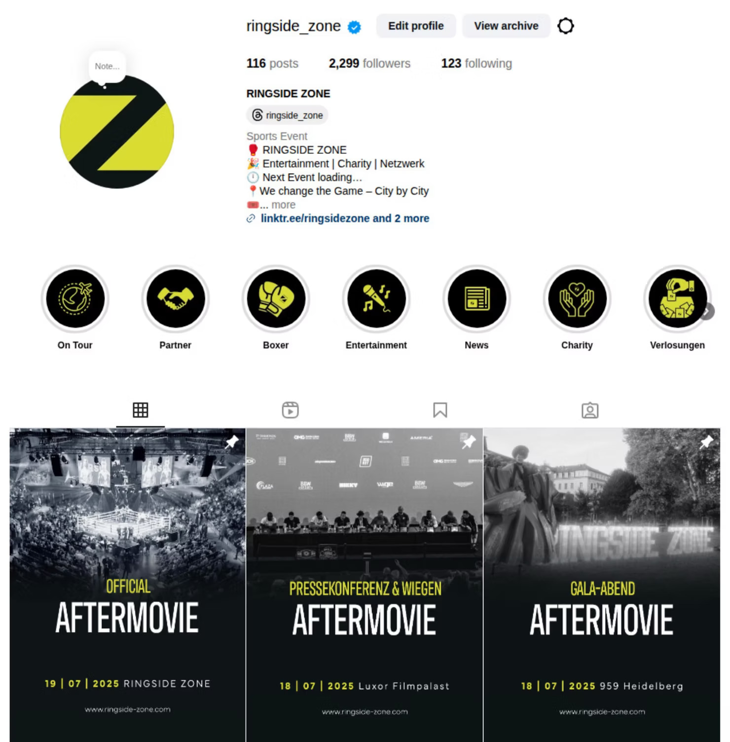 Ringside Zone Instagram profile